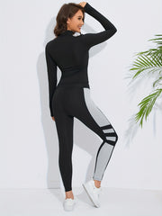 Striped Long Sleeve Top & Trousers for Fitness