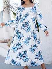 Floral Print Long Sleeve Maxi Dress Plus Size