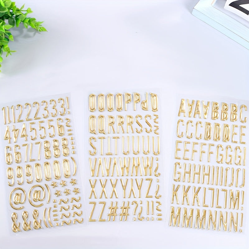 3D Golden Foil Letter & Number Stickers Self Adhesive Cut Outs DIY Crafts
