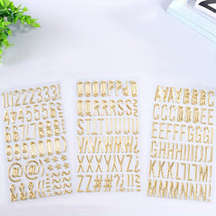 3D Golden Foil Letter & Number Stickers Self Adhesive Cut Outs DIY Crafts