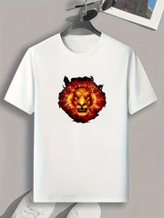 Burning Lion Print Men's Graphic T shirt