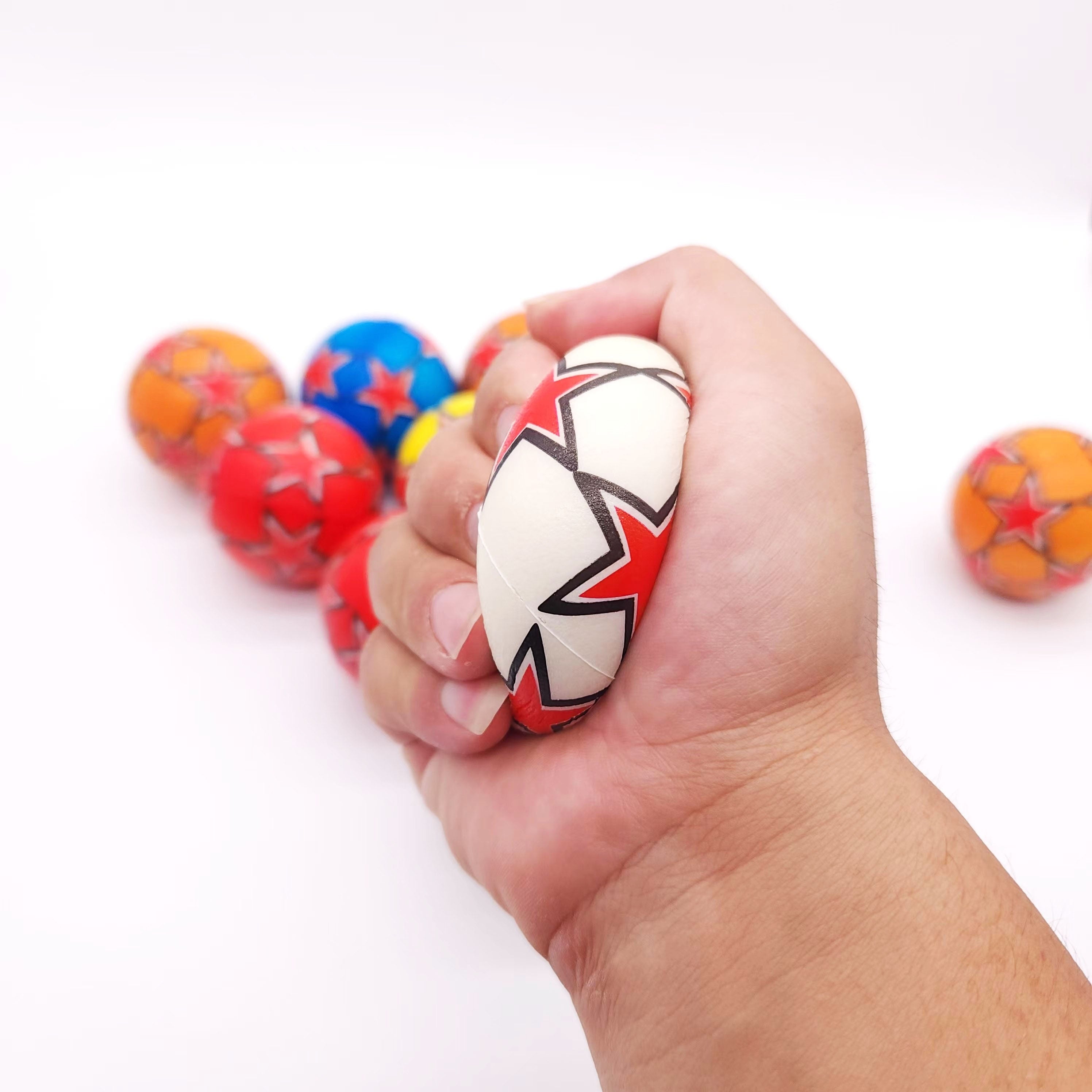 12pcs 6 PU Sponge Squeeze Balls Mini Pentagram Football Creative Toys