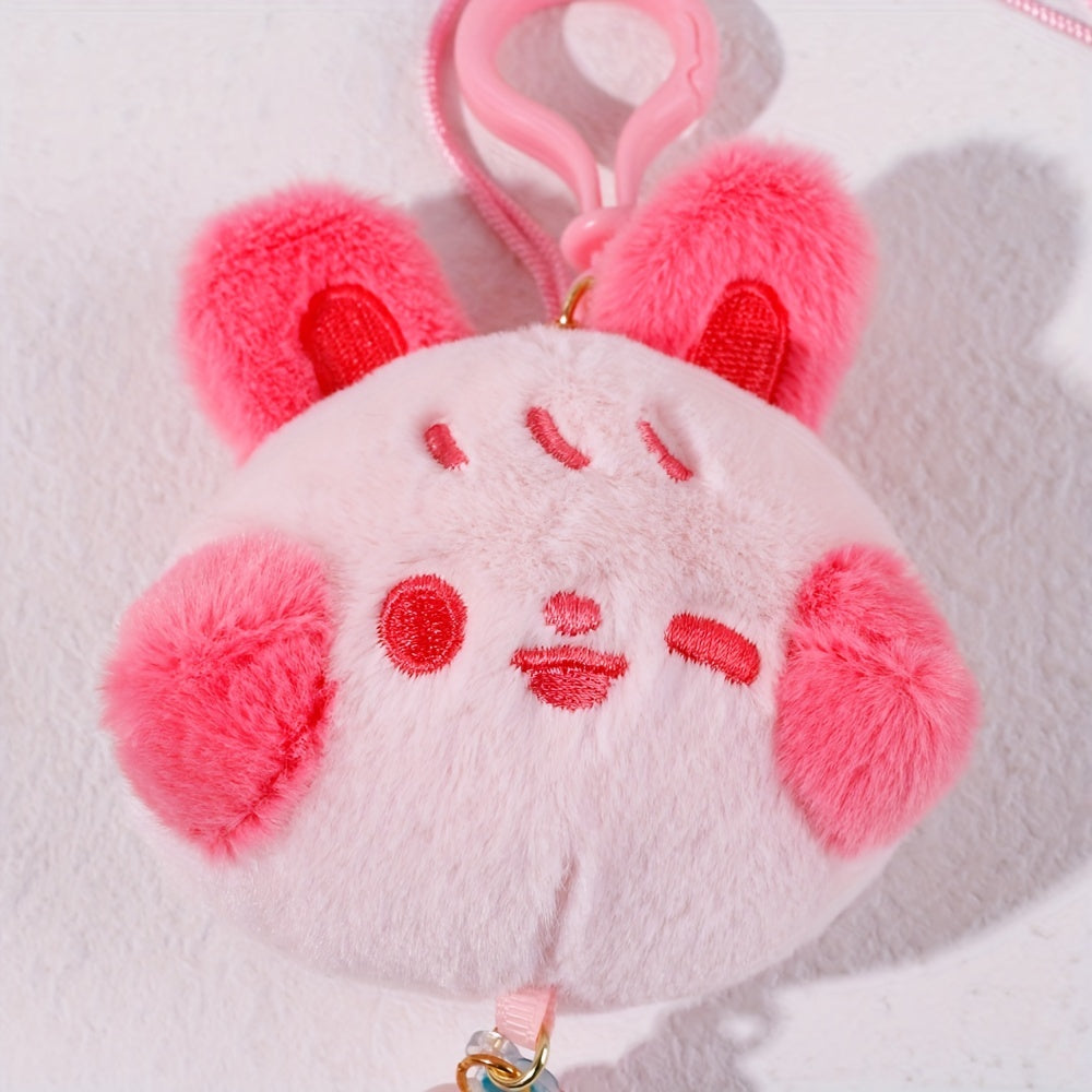 Macaron Blush Rabbit Keychain Pendant Plush Toy For Girls