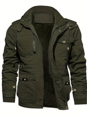 Men's Hooded Military Tactical Jacket Windbreak Fleece Coat