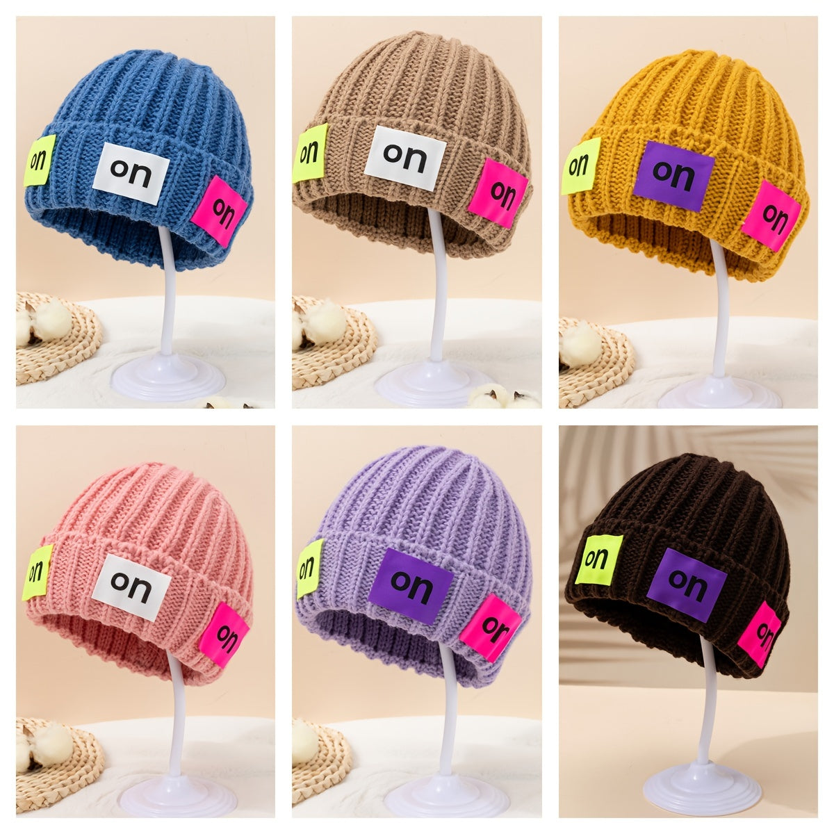 Solid Knitted Beanie Hat for Women