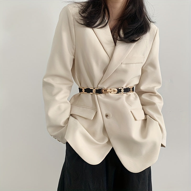 Elegant X-Shaped Metal Belt Elastic Waist Girdle for Women