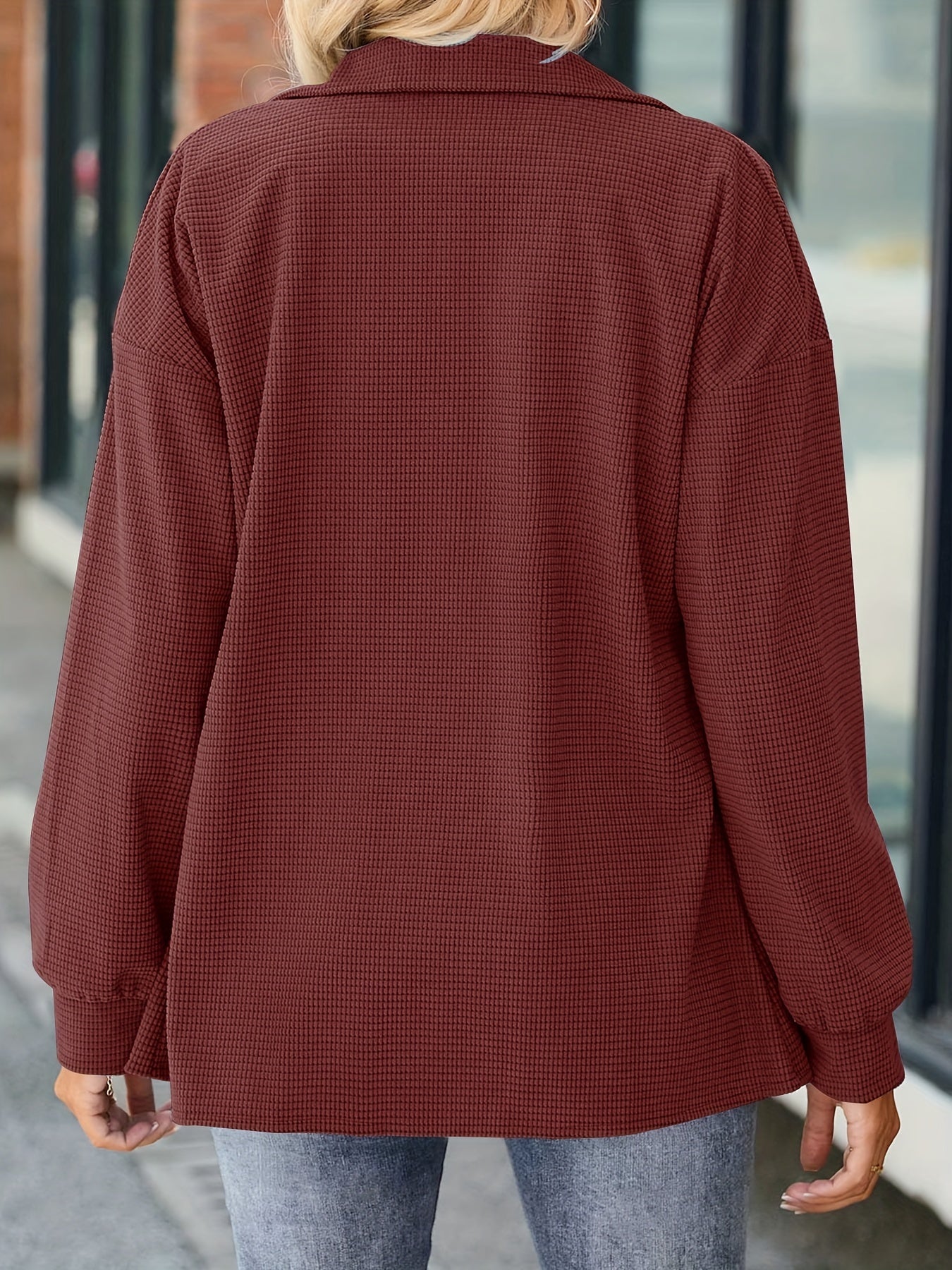 Solid Button Front Jacket Casual Long Sleeve Jacket For Women