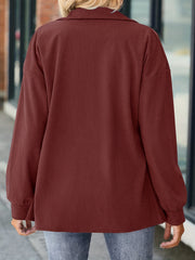 Solid Button Front Jacket Casual Long Sleeve Jacket For Women