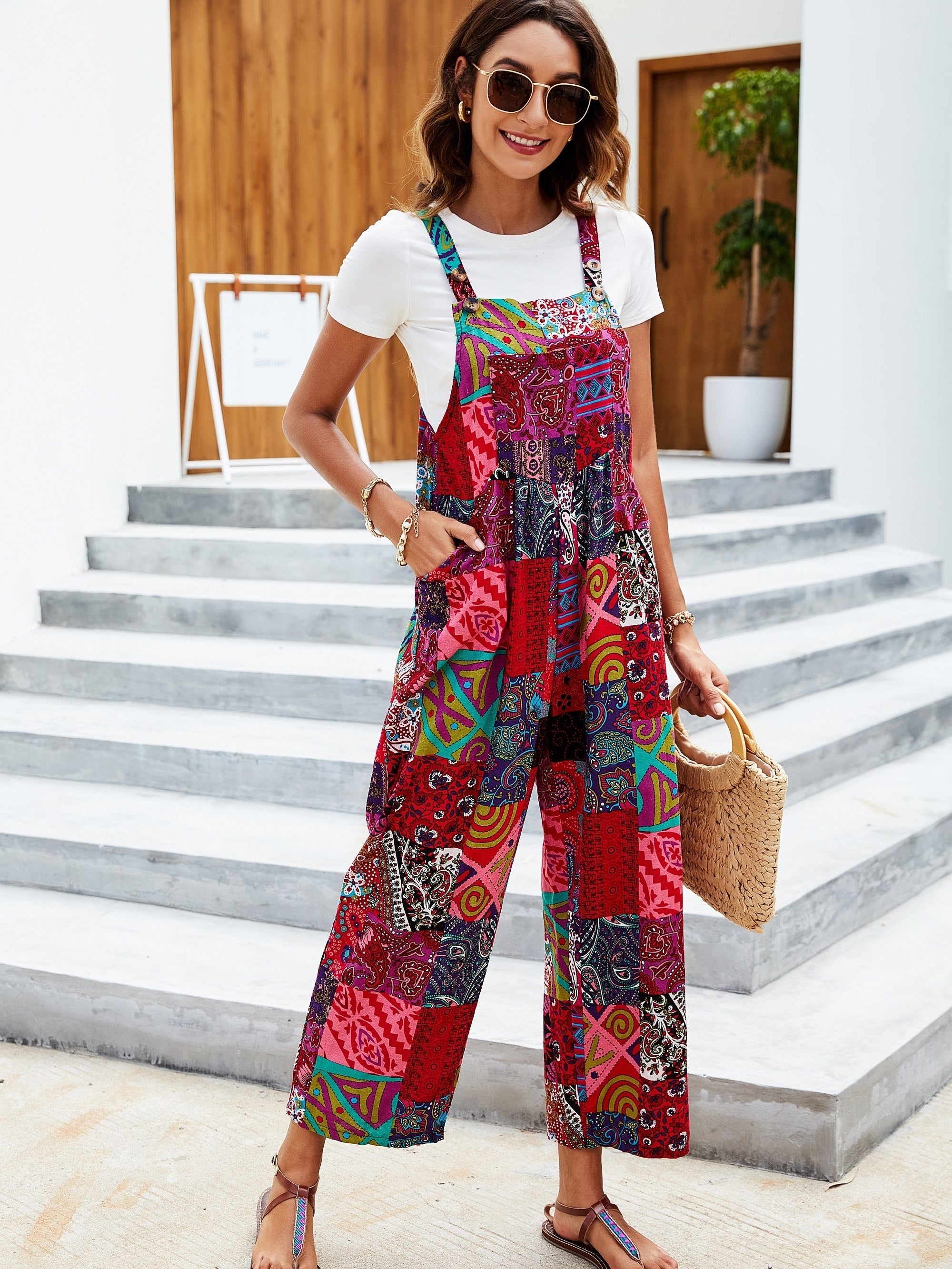 Wide Leg Overall Jumpsuit for Women