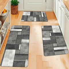 Geometric Print Kitchen Mat Non Slip Waterproof Machine Washable