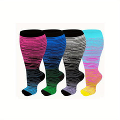 4 Pairs Plus Size Compression Stockings 10-15 mmHg Extra Wide Calf