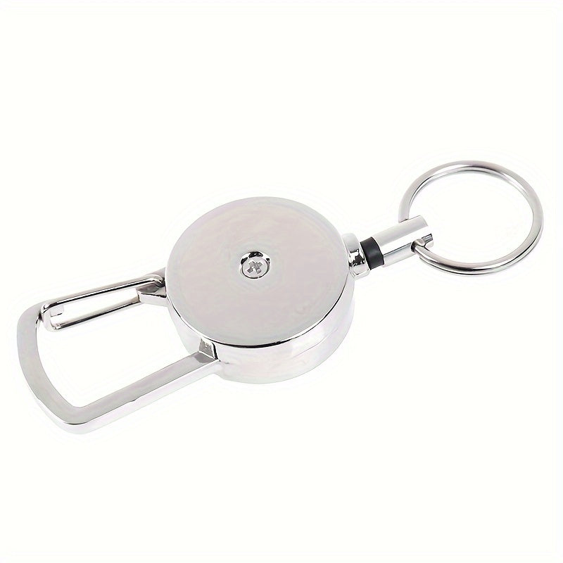 1pc Retractable Metal Keychain Key Ring for Outdoor Camping