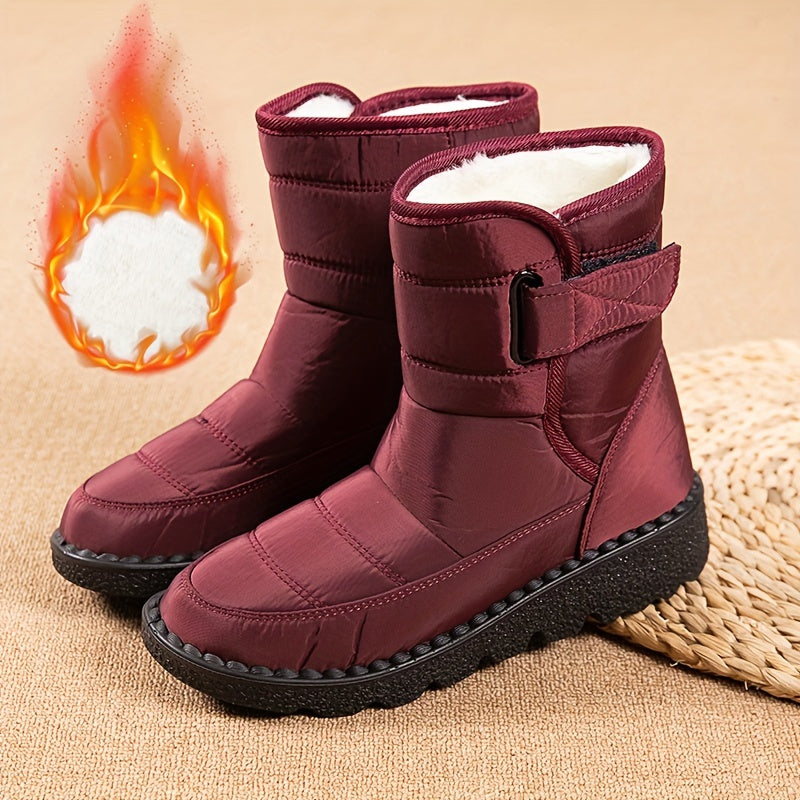 Women's Waterproof Snow Boots Fleece Lined Warm Mid Calf Non Slip Winter Boots