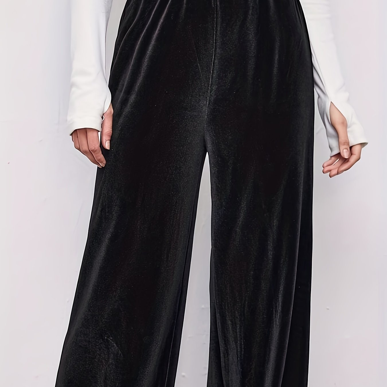 Velvet High Rise Wide Leg Trousers