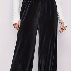 Velvet High Rise Wide Leg Trousers