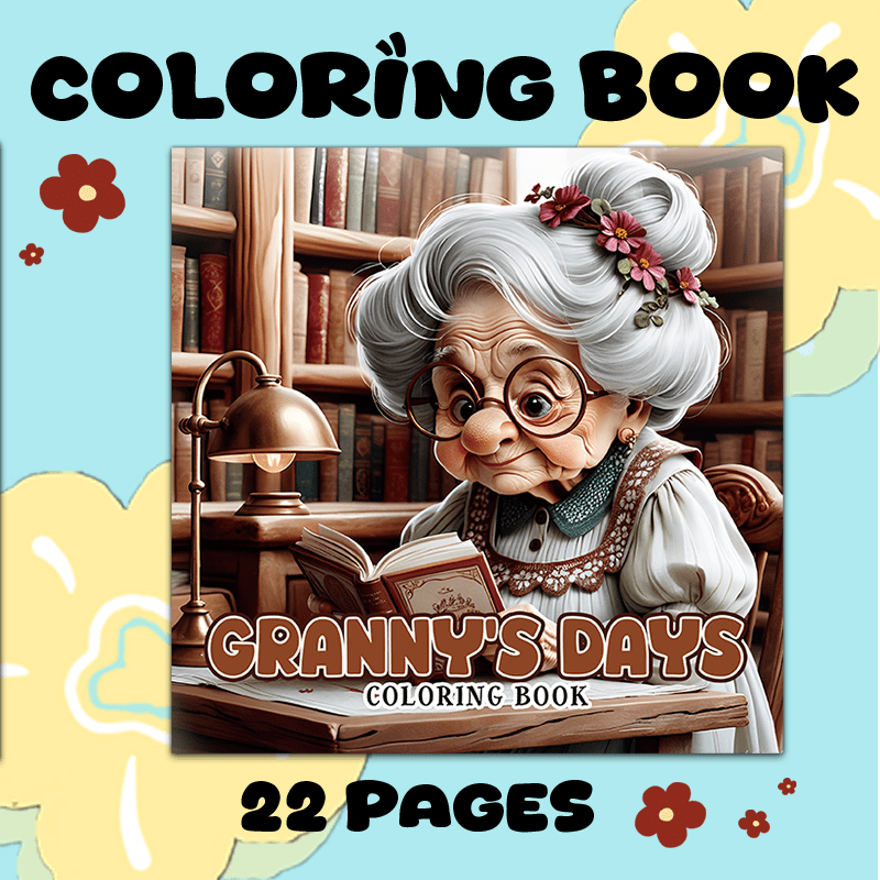 Deluxe Edition Vibrant Granny Adult Coloring Book 22 Pages 20x20cm