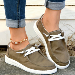 Coffee Boat Shoes Platform Lace Up Casual Walking Shoes Women