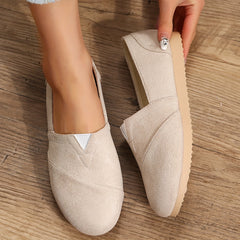 Women's Round Toe Slip On Flat Loafers Micro Suede Shoes