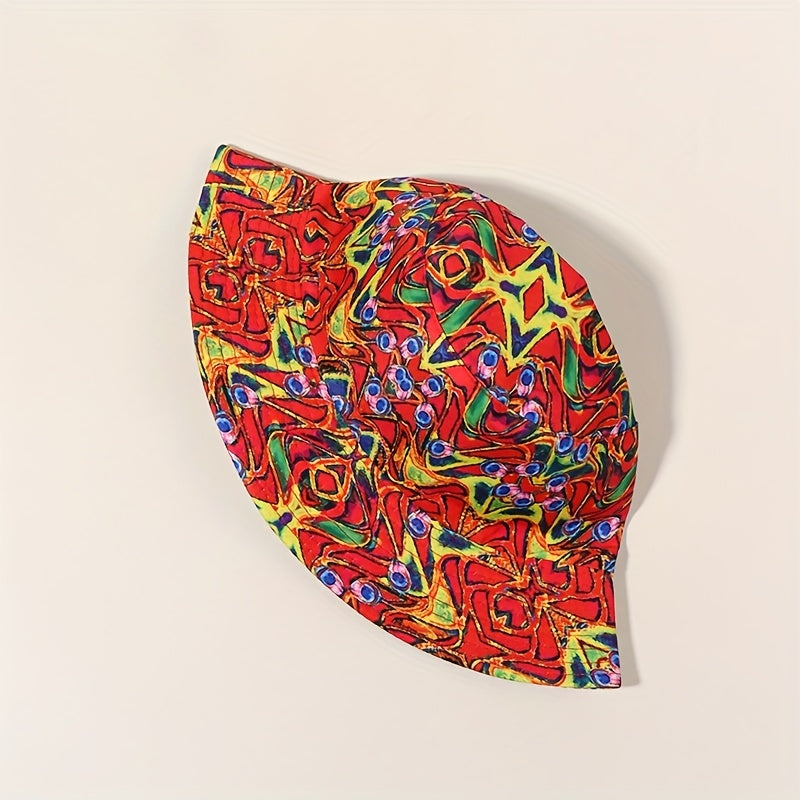 Y2K Red Graffiti Bucket Hat Reversible Fisherman Cap