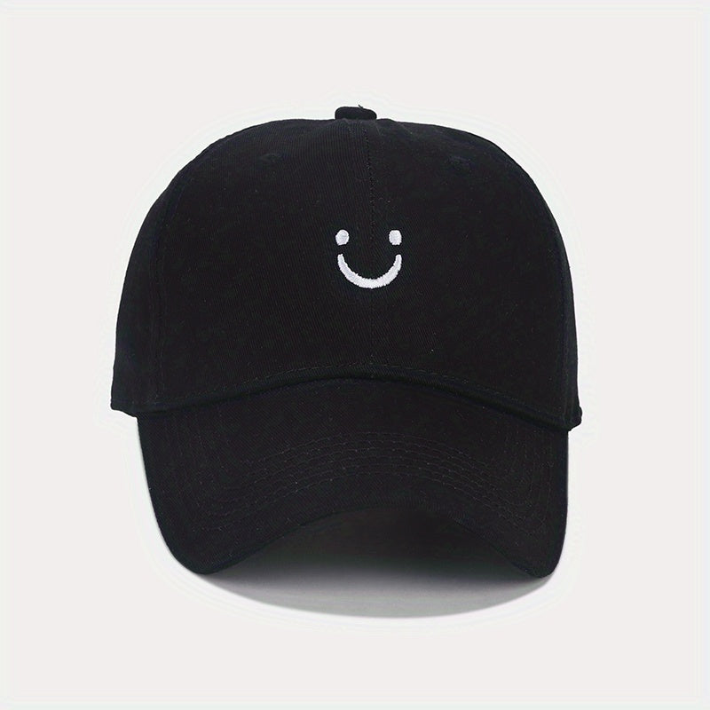 Unisex Sunshade Breathable Adjustable Baseball Cap with Smile Embroidery