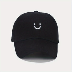 Unisex Sunshade Breathable Adjustable Baseball Cap with Smile Embroidery