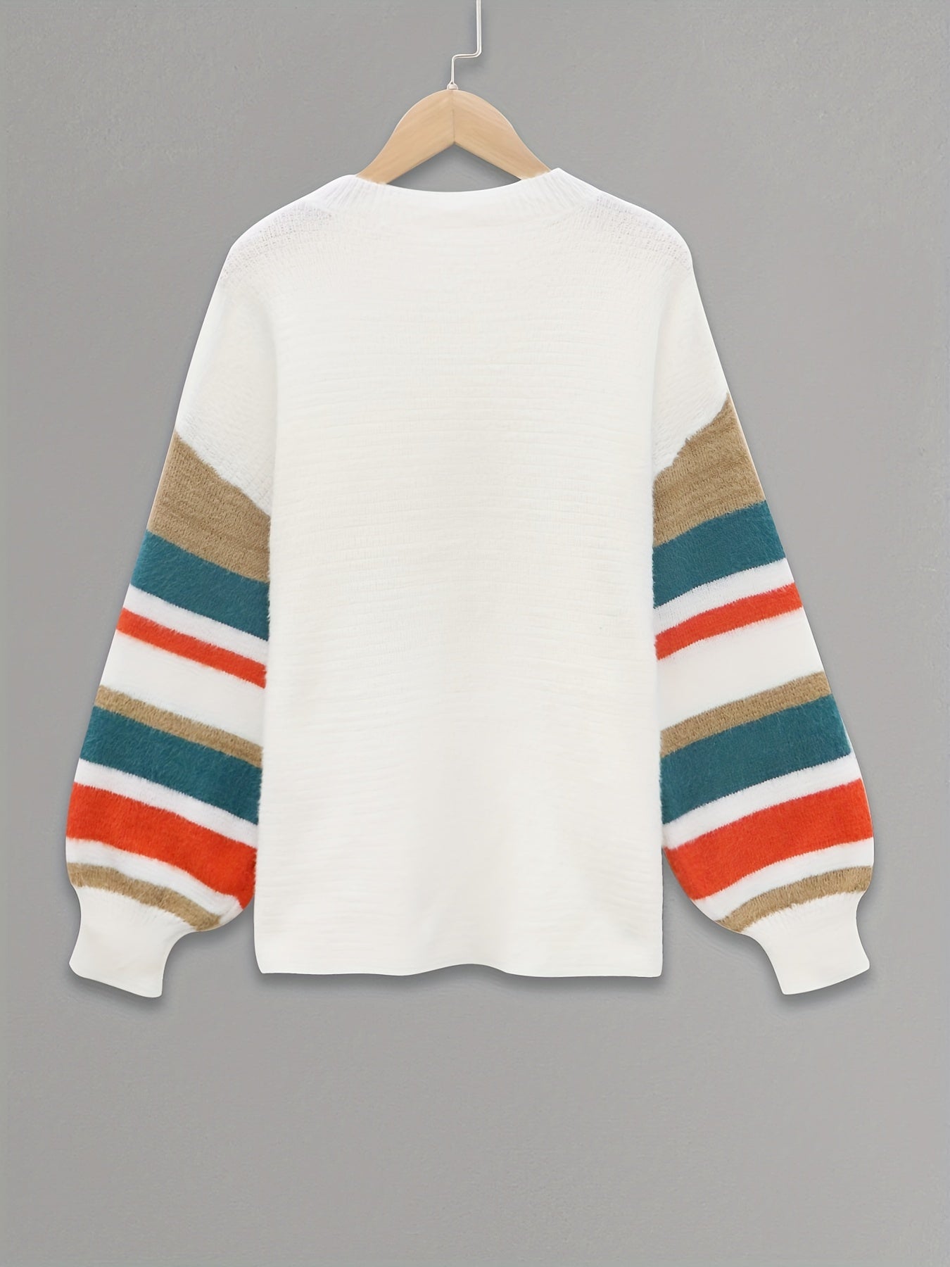 Striped Crew Neck Sweater Long Sleeve Pullover Jumper