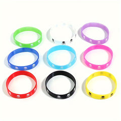 9pcs Skull Silicone Sports Bracelets Elastic Men's Jewelry Gift