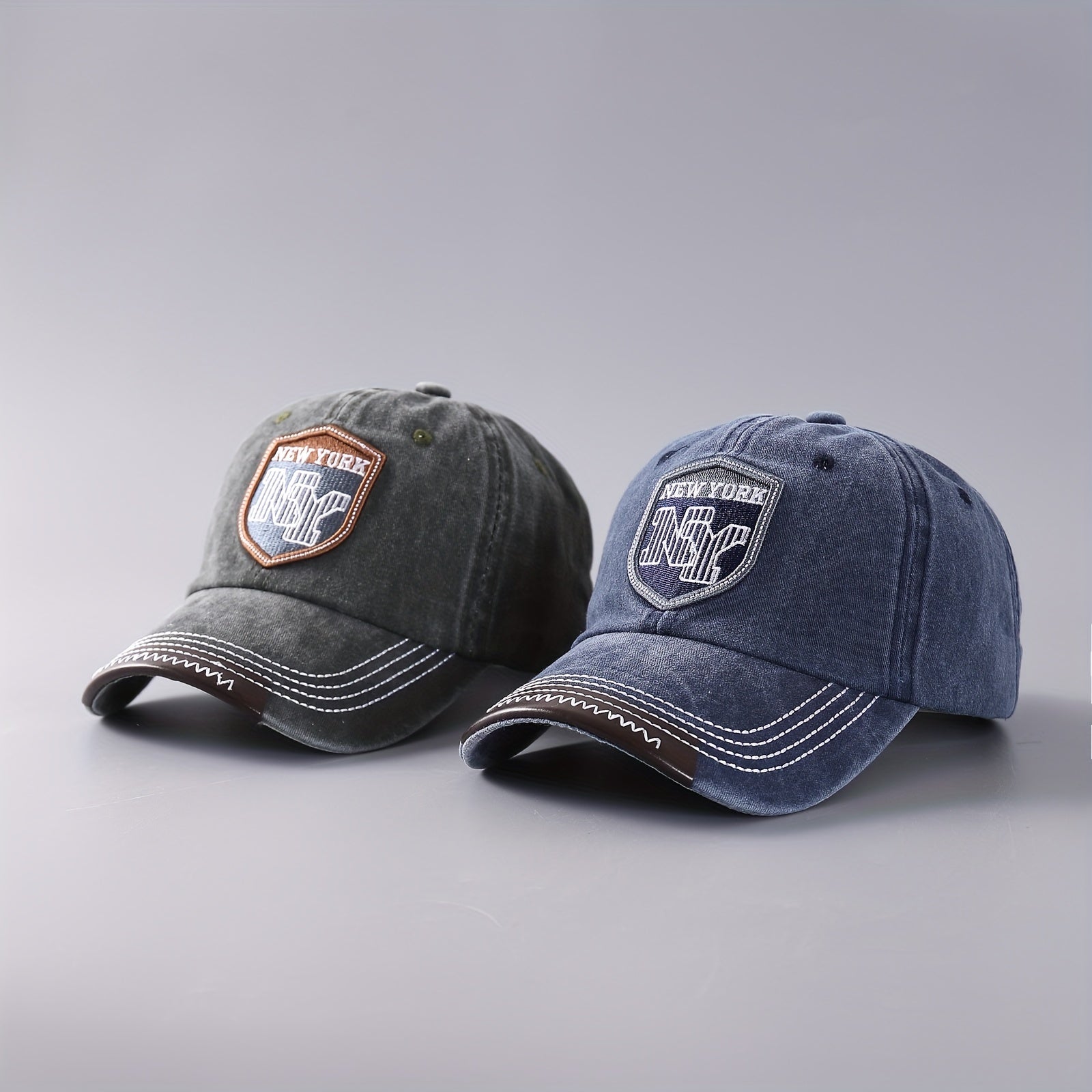 Unisex Sunshade Denim Baseball Cap with Letter Embroidery