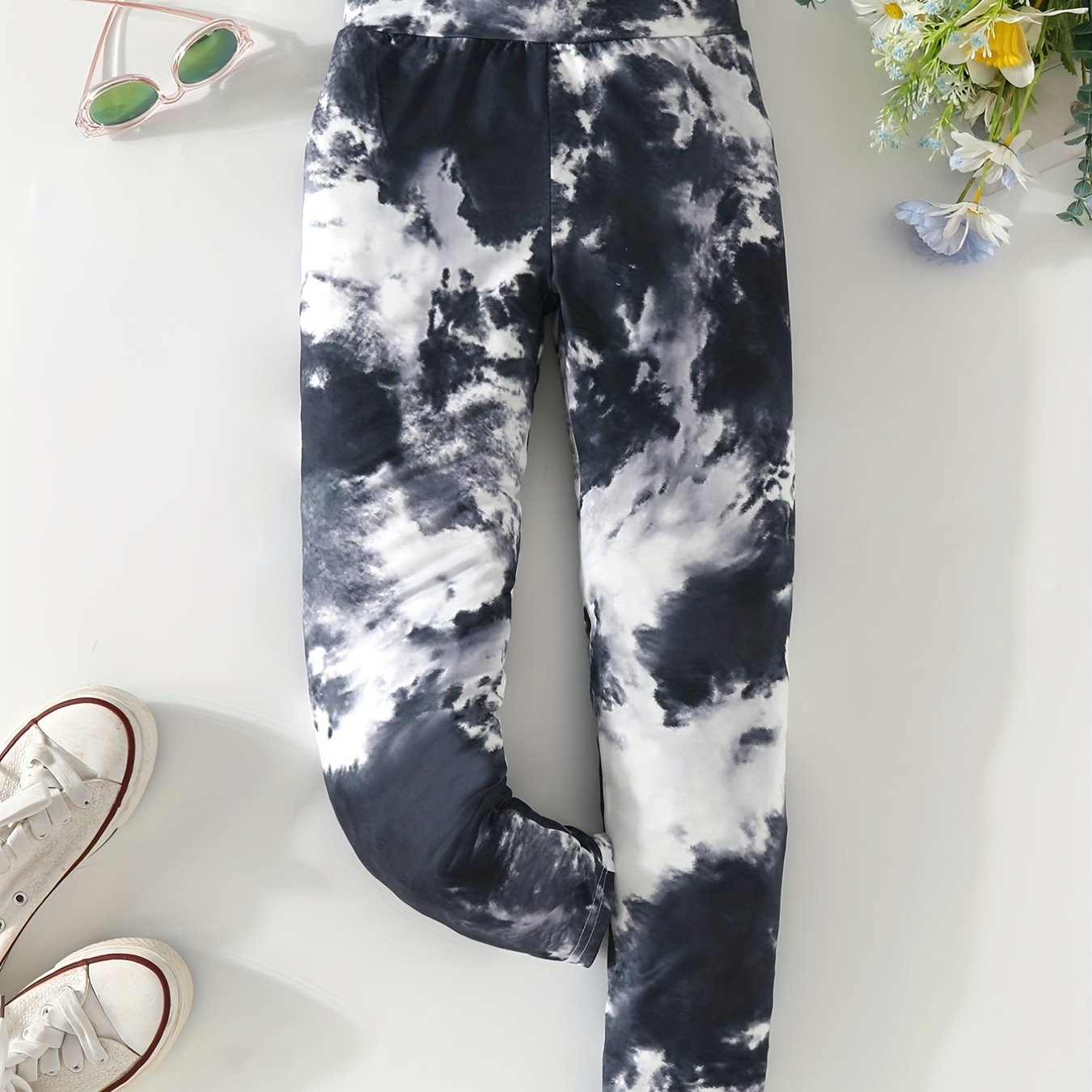 Girls Tie Dye High Waist Leggings for Summer