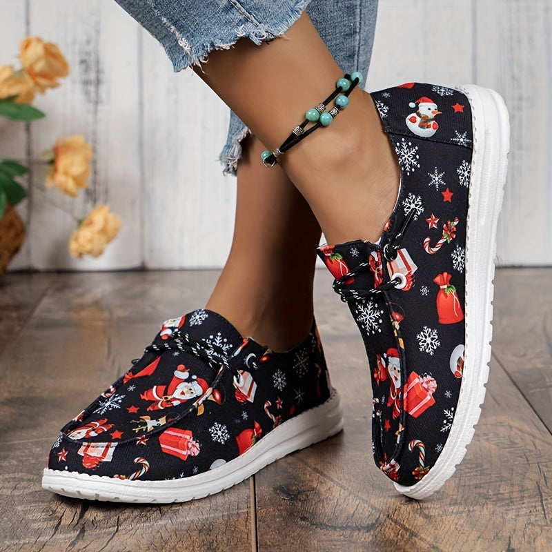 Women's Christmas Cartoon Print Low Top Sneakers