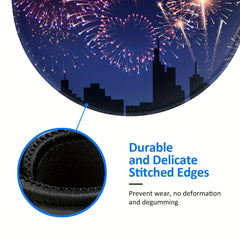 Fireworks Pattern Round 20x20cm Game Mouse Pad with Rubber Seam Border