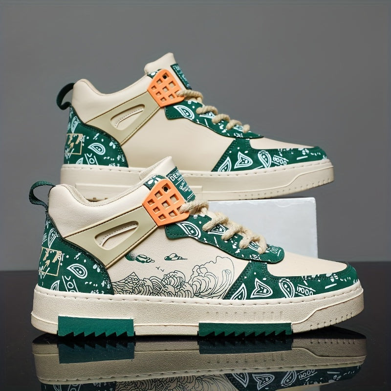 Men's Graphic Print Skate Shoes Ankle Top Breathable Non Slip Sneakers