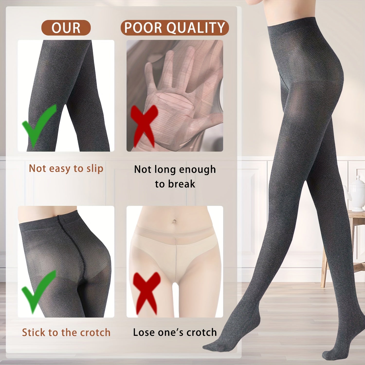2 Pack Solid Slim High Waist Pantyhose Elastic Stockings