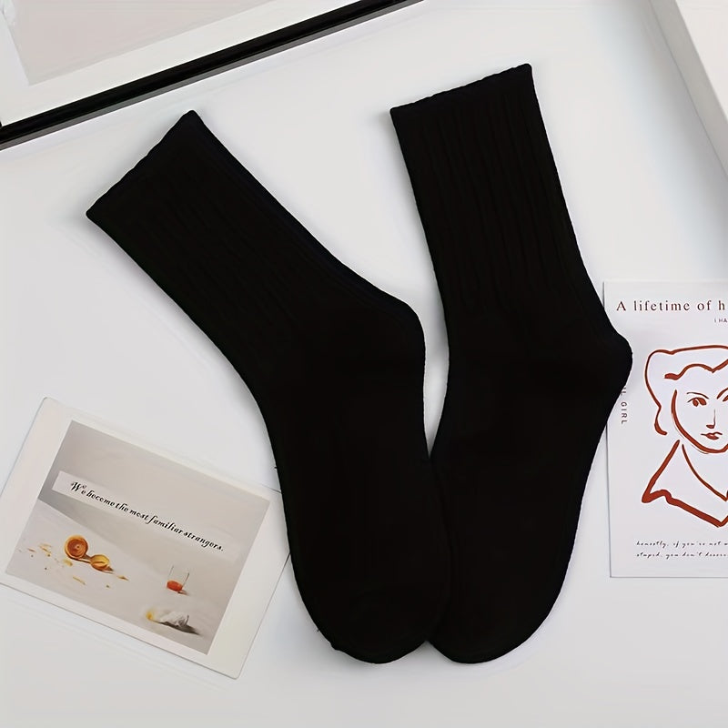 6 Pairs Comfy Solid Socks Women's Stockings