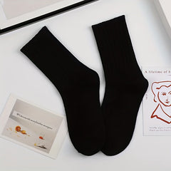 6 Pairs Comfy Solid Socks Women's Stockings