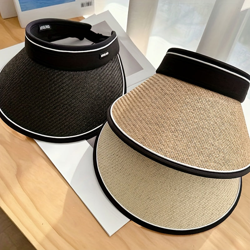 Foldable Visor Hat Outdoor UV Protection Sunshade Straw Travel Beach Hat