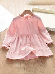 Girls Ruffled Hollow Solid Princess Dress