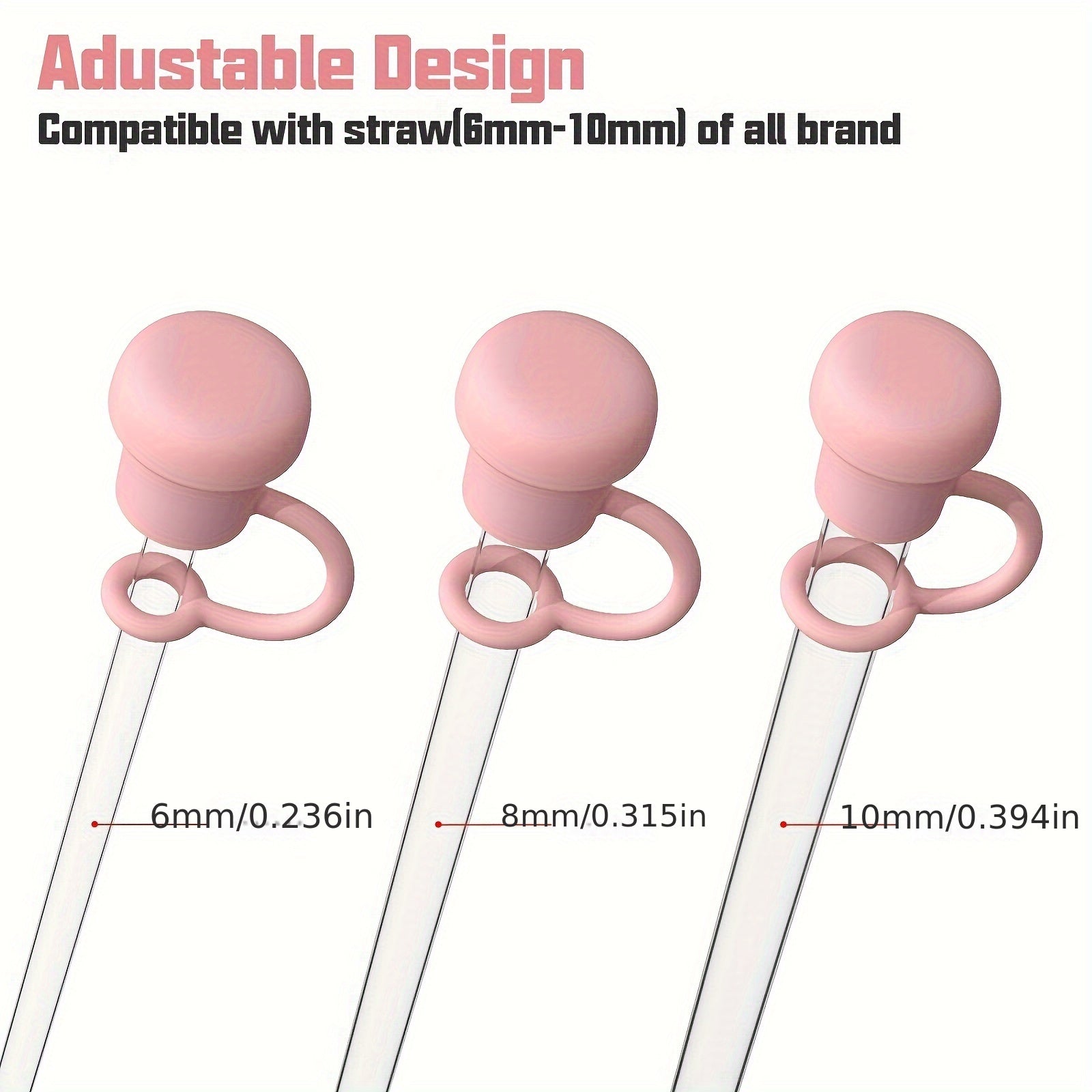 6pcs 6 10mm Silicone Straw Cap Dustproof Beverage Straw Tip Cover