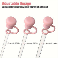 6pcs 6 10mm Silicone Straw Cap Dustproof Beverage Straw Tip Cover