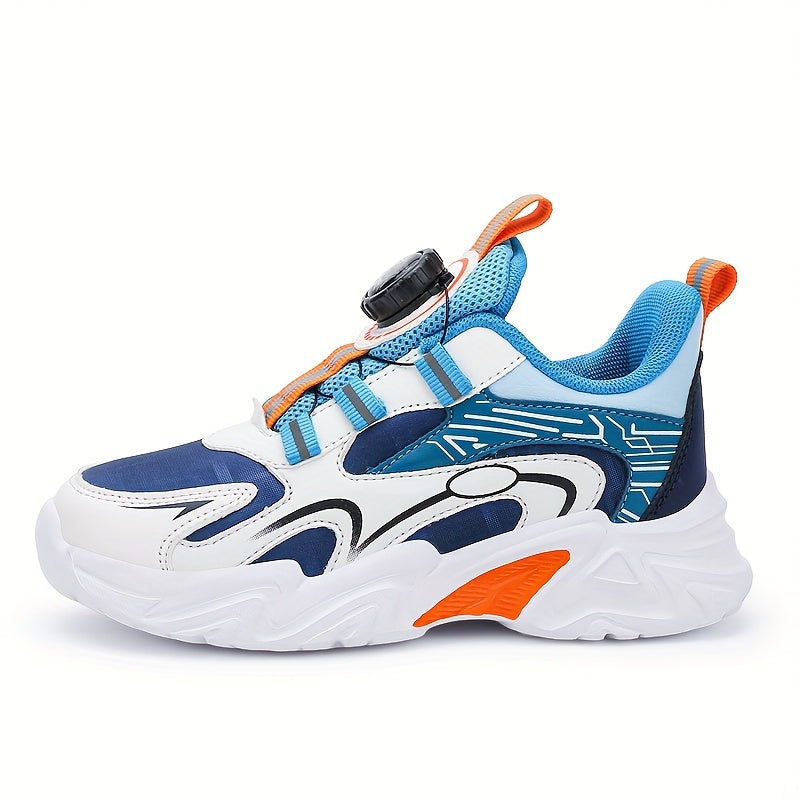 Boy's Block Basketball Shoes with Rotating Buckle Non Slip Sneakers