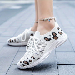 Leopard Print Sneakers Casual Lace Up Running Shoes