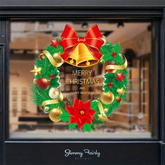 Colored Christmas Wreath PVC Window Stickers