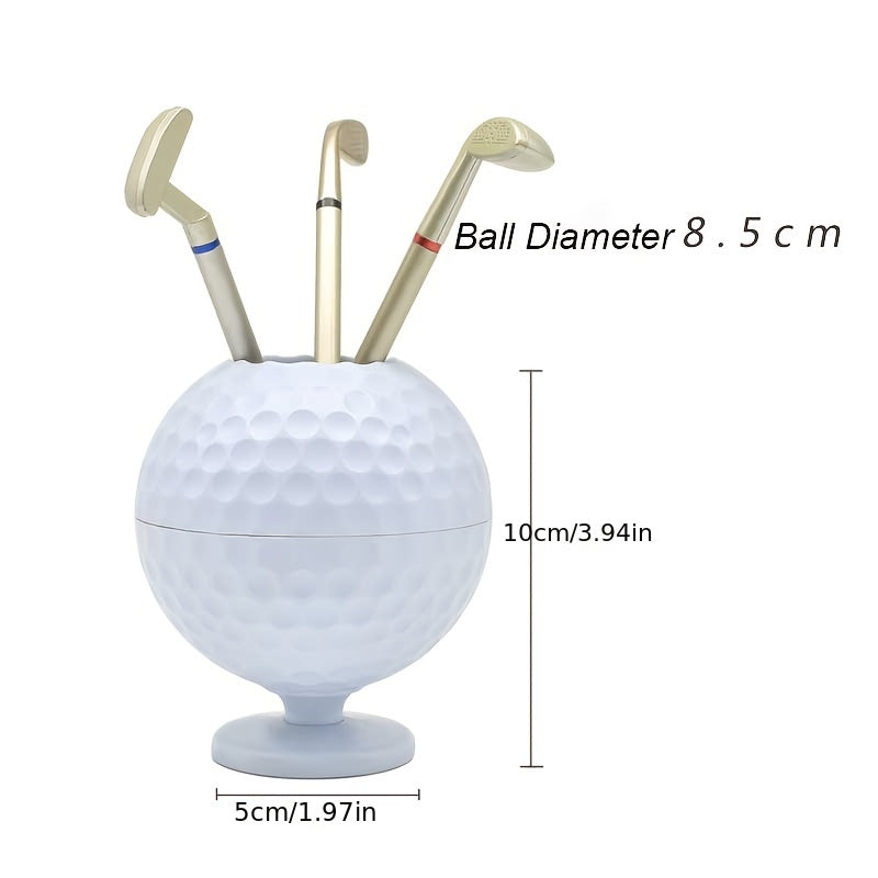 Golf Ball Pen Holder Set with 3 Ballpoint Pens - Great Gift for Golfer