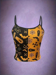 Colorblock Graphic Print Halloween Cami Top