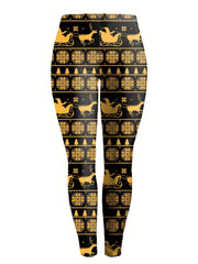 Deer Printed Sports Leggings for Teens Girls High Stretch Running Fitness Tight