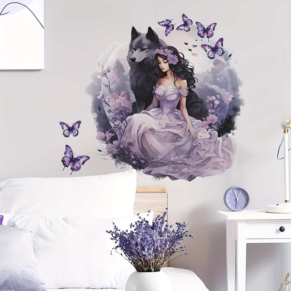Princess Wolf Wall Decor Butterfly Removable Fairy Sticker