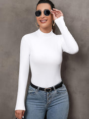 Mock Neck Bodysuit Tummy Control Long Sleeve Slimmer Body Shaper