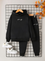 Boys Long Sleeve Hoodie & Sweatpants Set Letter Print Sports Casual Kids Clothes