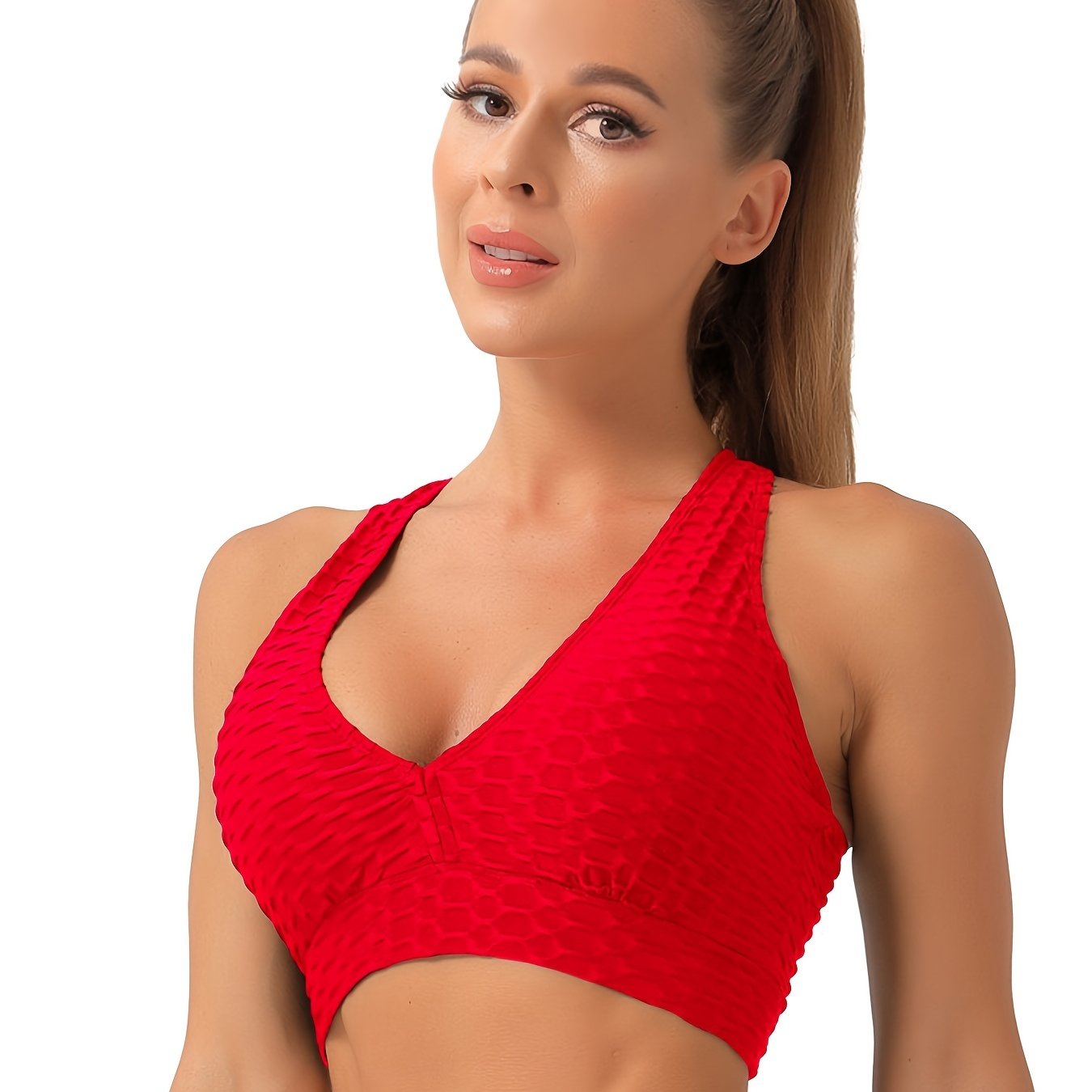 Seersucker Sports Bra High Support for Yoga and Workouts
