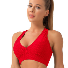 Seersucker Sports Bra High Support for Yoga and Workouts